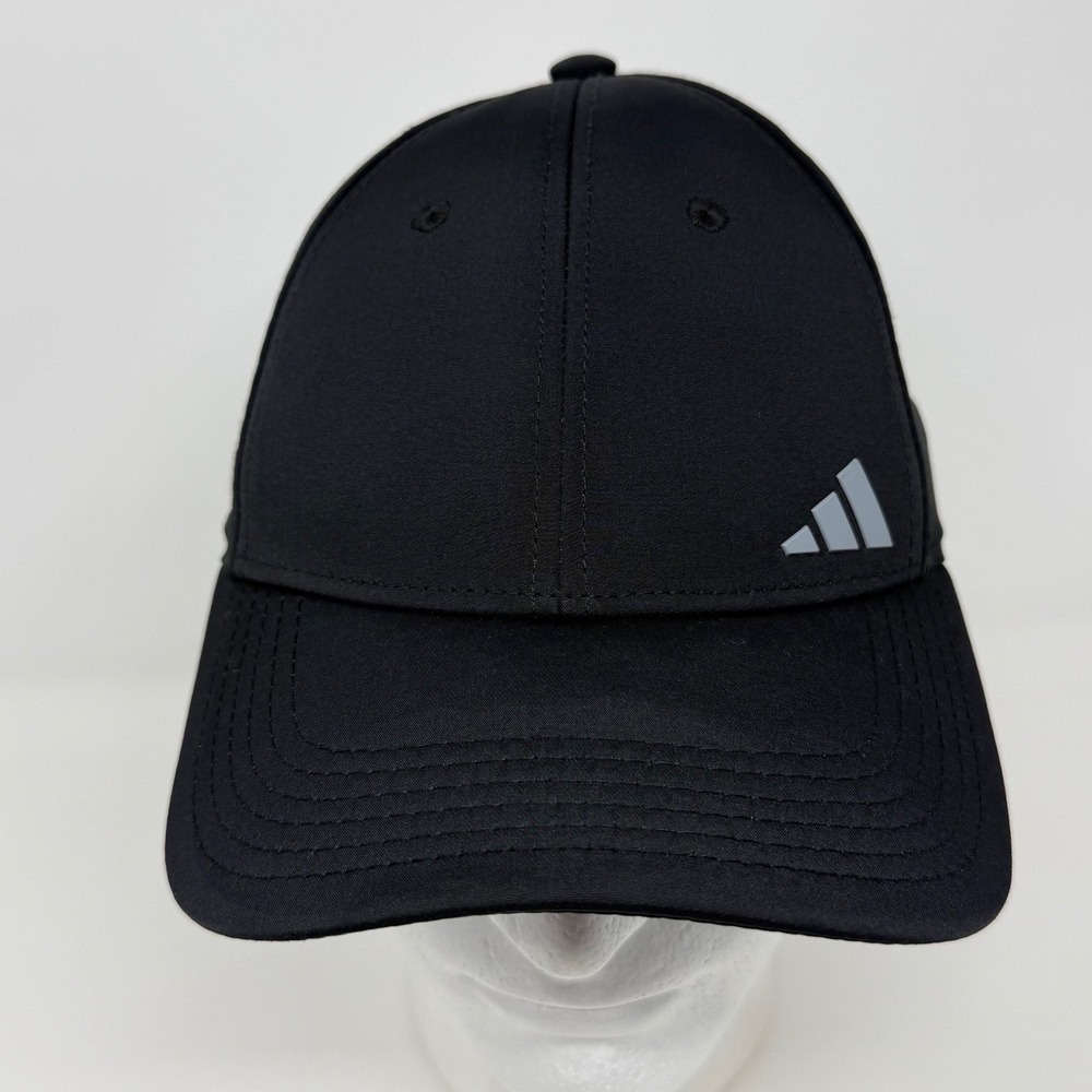 Adidas Black Performance Running Cap Recycled Polyester Stretch Hat Grey Logo